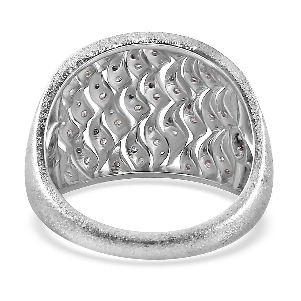 GP Royal Art Deco Collection Diamond Ring in Platinum Over Sterling Silver (Size 8.0) 0.50 ctw image number 4