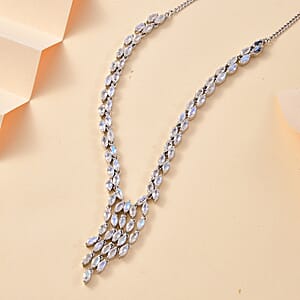 D'Joy Premium Moon Glow Moonstone 8.20 ctw Moonlight Waterfall Necklace in Rhodium Over Sterling Silver 18-20 Inches