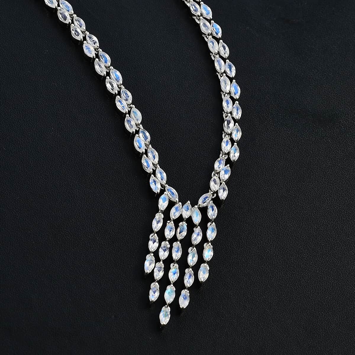 Premium Moon Glow Moonstone 8.20 ctw Moonlight Waterfall Necklace in Rhodium Over Sterling Silver 18-20 Inches image number 2