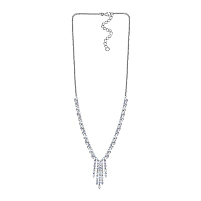 D'Joy Premium Moon Glow Moonstone 8.20 ctw Moonlight Waterfall Necklace in Rhodium Over Sterling Silver 18-20 Inches