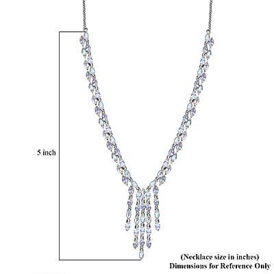 D'Joy Premium Moon Glow Moonstone 8.20 ctw Moonlight Waterfall Necklace in Rhodium Over Sterling Silver 18-20 Inches