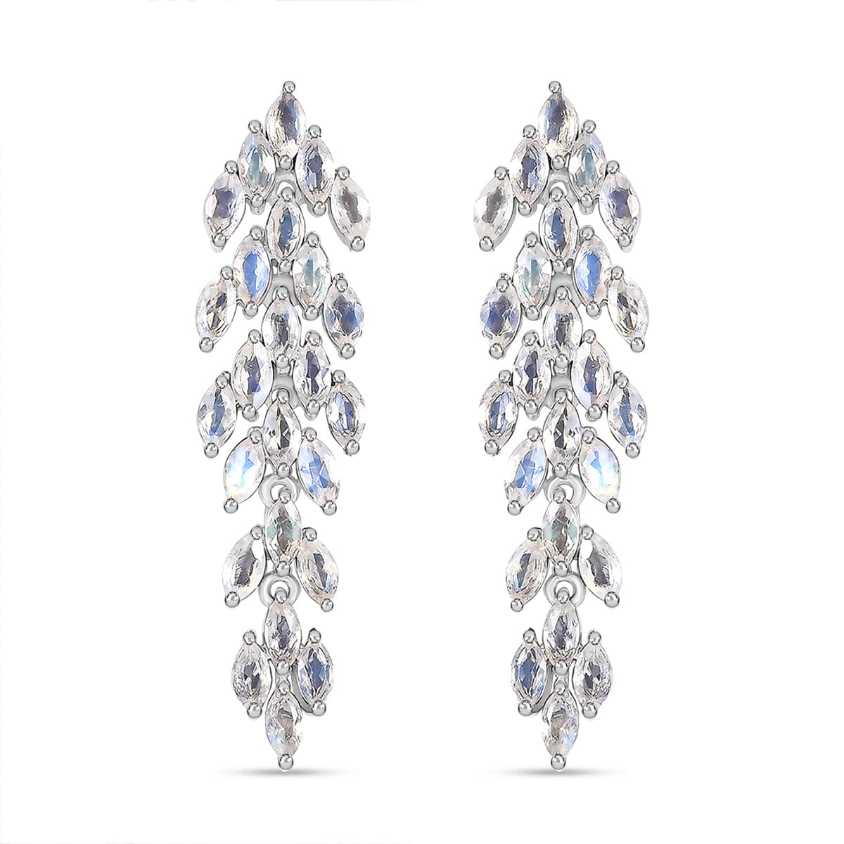 Premium Moon Glow Moonstone 4.15 ctw Moonlight Waterfall Earrings in Rhodium Over Sterling Silver image number 0