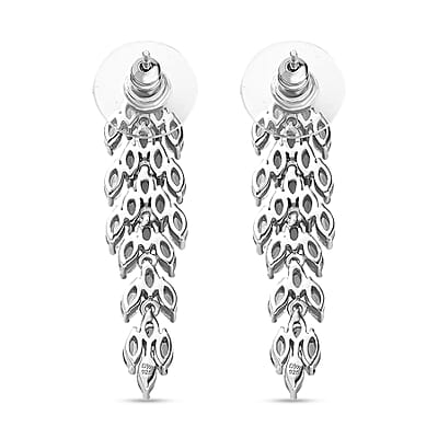 D'Joy Premium Moon Glow Moonstone 4.15 ctw Moonlight Waterfall Earrings in Rhodium Over Sterling Silver