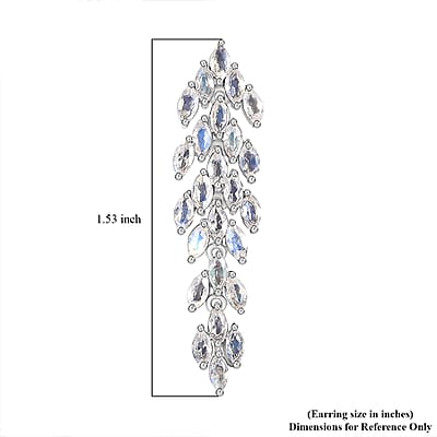 D'Joy Premium Moon Glow Moonstone 4.15 ctw Moonlight Waterfall Earrings in Rhodium Over Sterling Silver