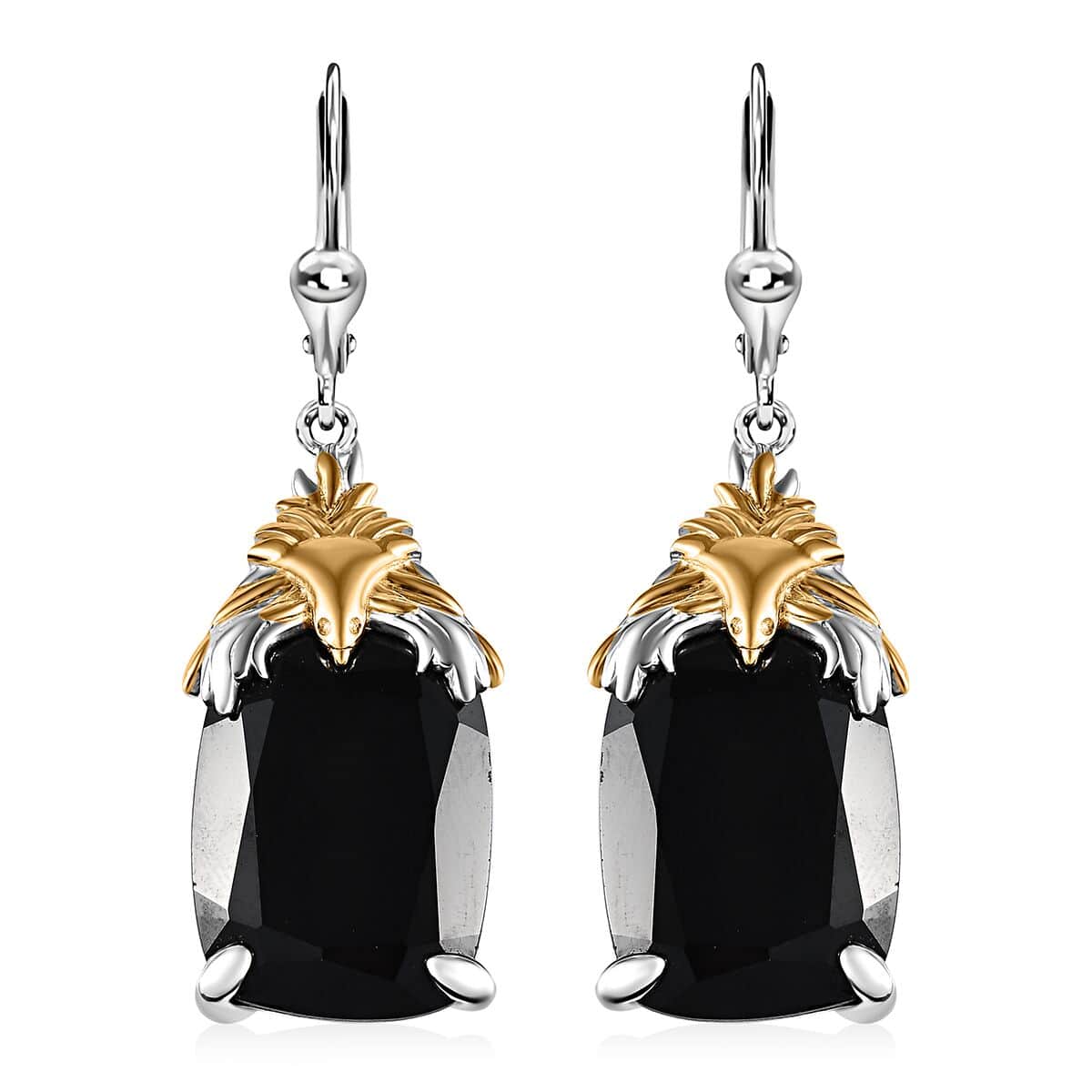 Thai Black Spinel 45.30 ctw Phoenix Earrings in 18K Vermeil YG and Rhodium Over Sterling Silver  image number 0