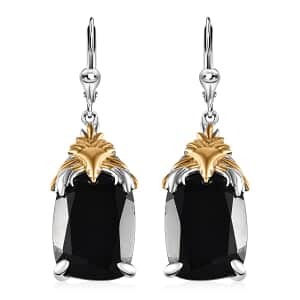 Thai Black Spinel 45.30 ctw Phoenix Earrings in 18K Vermeil YG and Rhodium Over Sterling Silver 