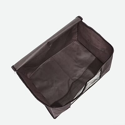 Set of 3 Brown Non-Woven Fabric Storage Bag with Clear Window