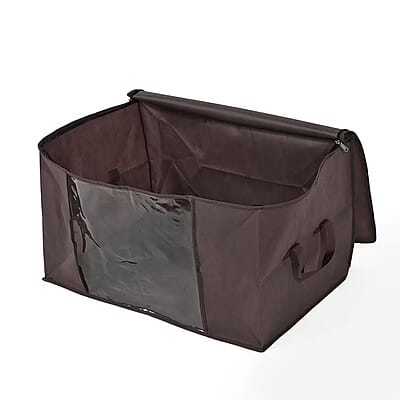 Set of 3 Brown Non-Woven Fabric Storage Bag with Clear Window