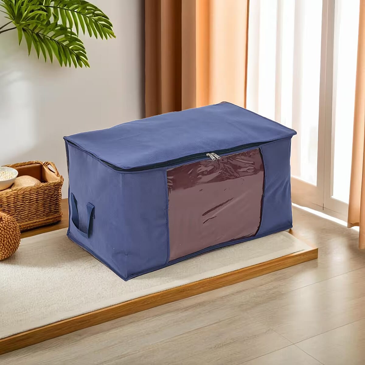 Set of 3 Navy Non-Woven Fabric Storage Bag with Clear Window image number 1