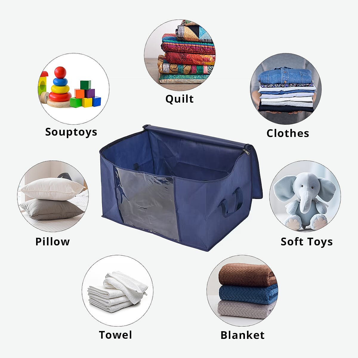 Set of 3 Navy Non-Woven Fabric Storage Bag with Clear Window image number 4