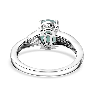 Premium Grandidierite and White Zircon 1.40 ctw Ring in Rhodium Over Sterling Silver (Size 10.0)