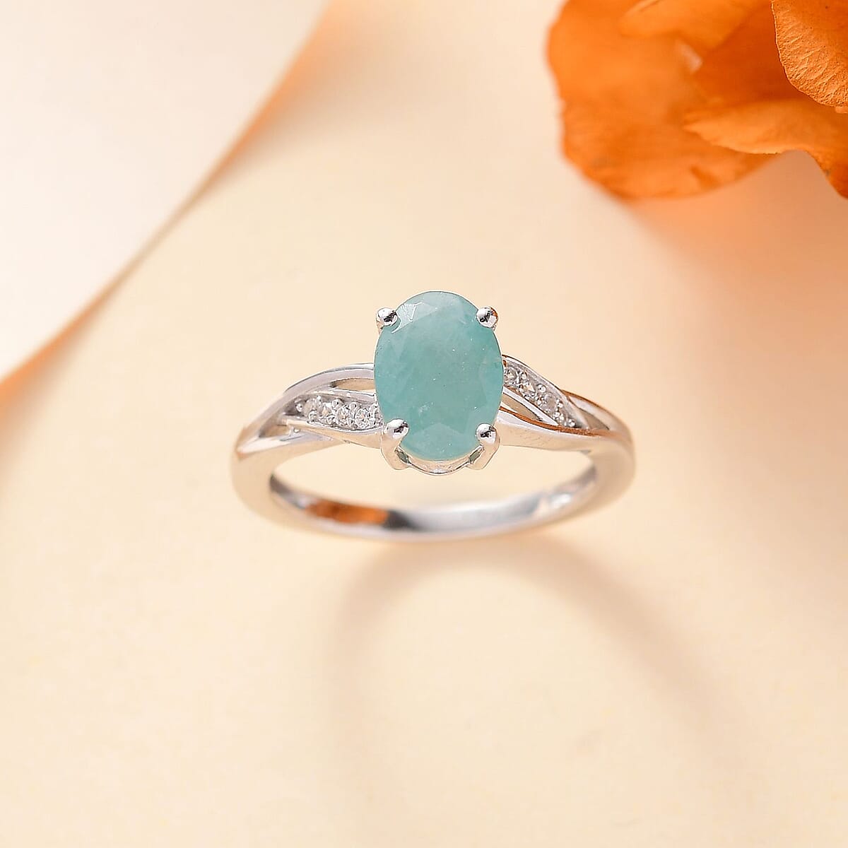 D'Joy Premium Grandidierite and White Zircon 1.40 ctw Ring in Rhodium Over Sterling Silver (Size 9.0) image number 1