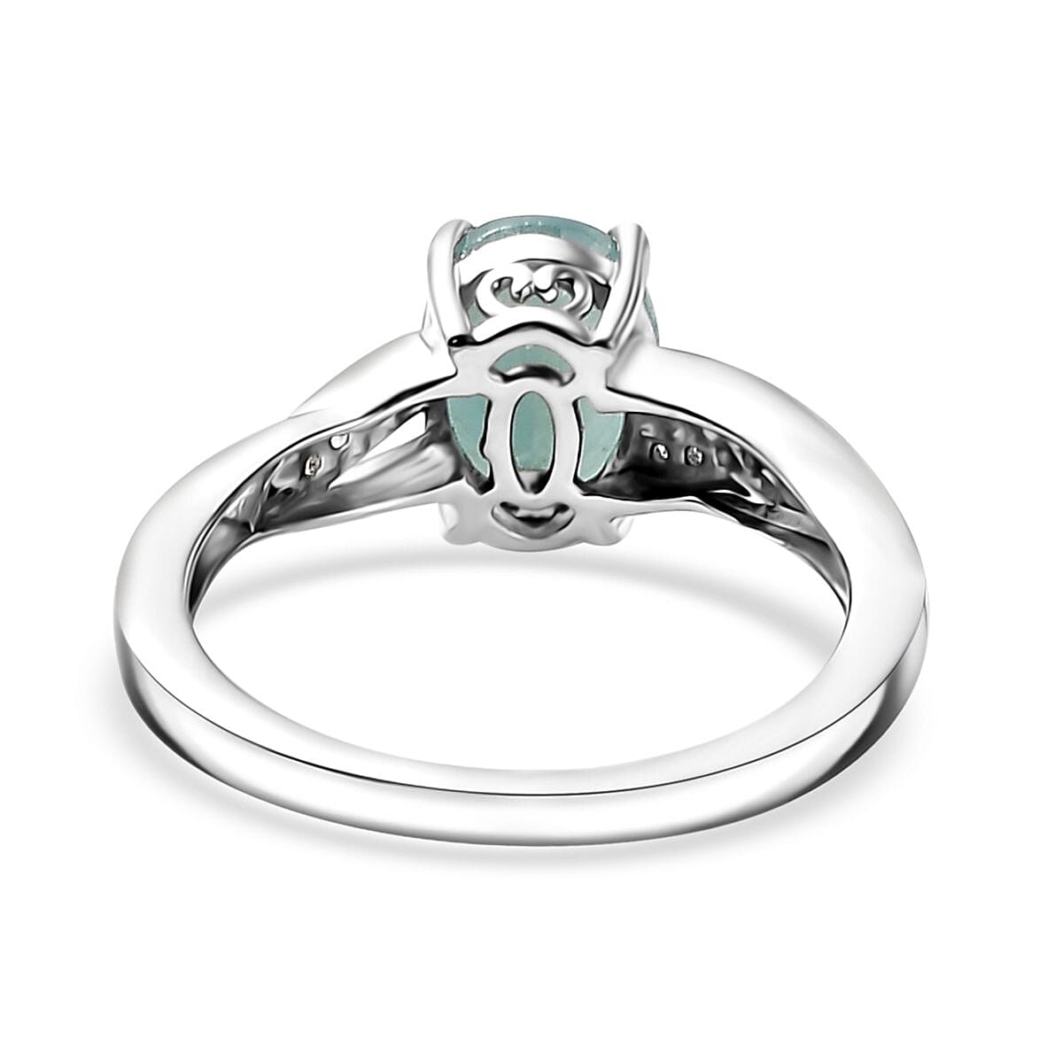 D'Joy Premium Grandidierite and White Zircon 1.40 ctw Ring in Rhodium Over Sterling Silver (Size 9.0) image number 4
