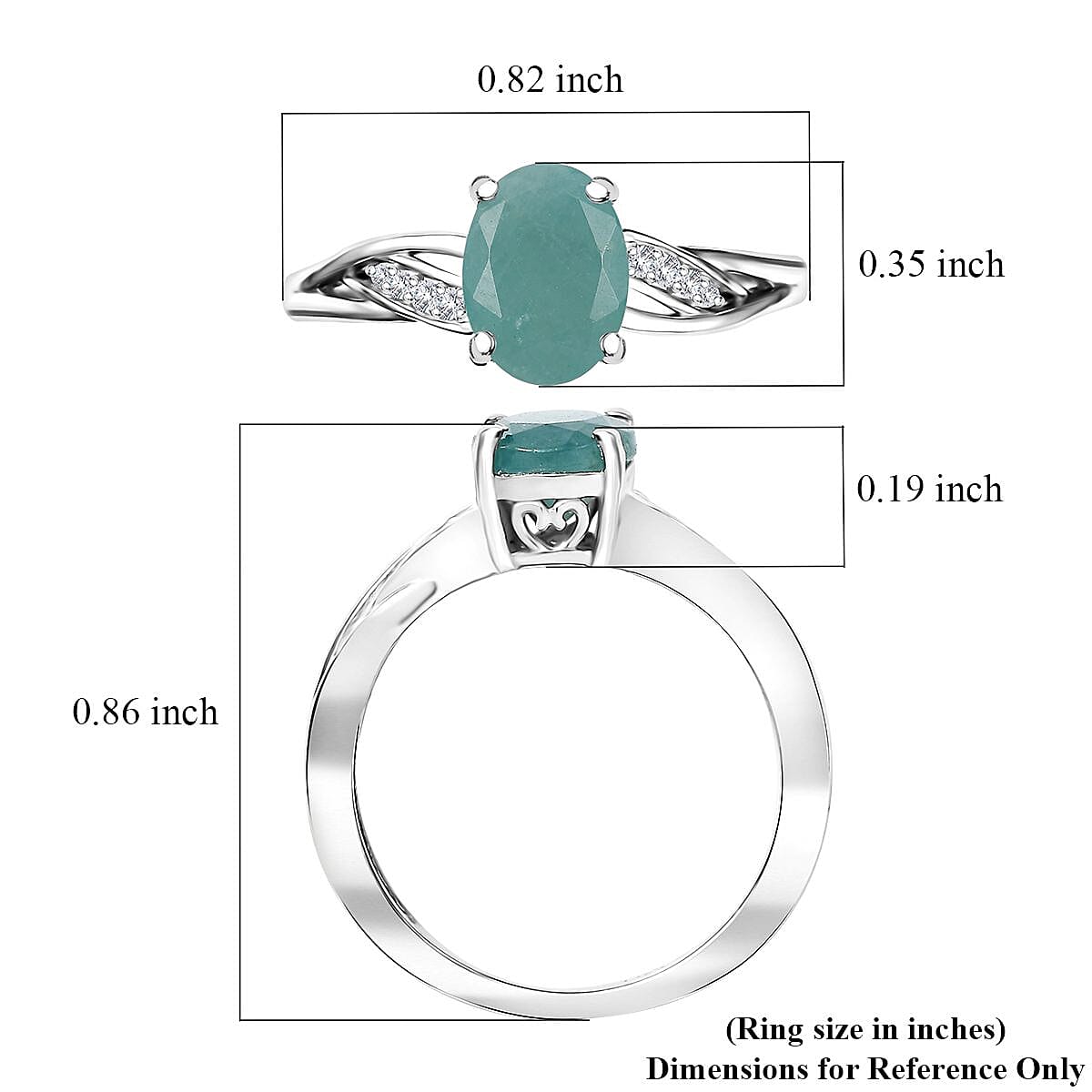 D'Joy Premium Grandidierite and White Zircon 1.40 ctw Ring in Rhodium Over Sterling Silver (Size 9.0) image number 5