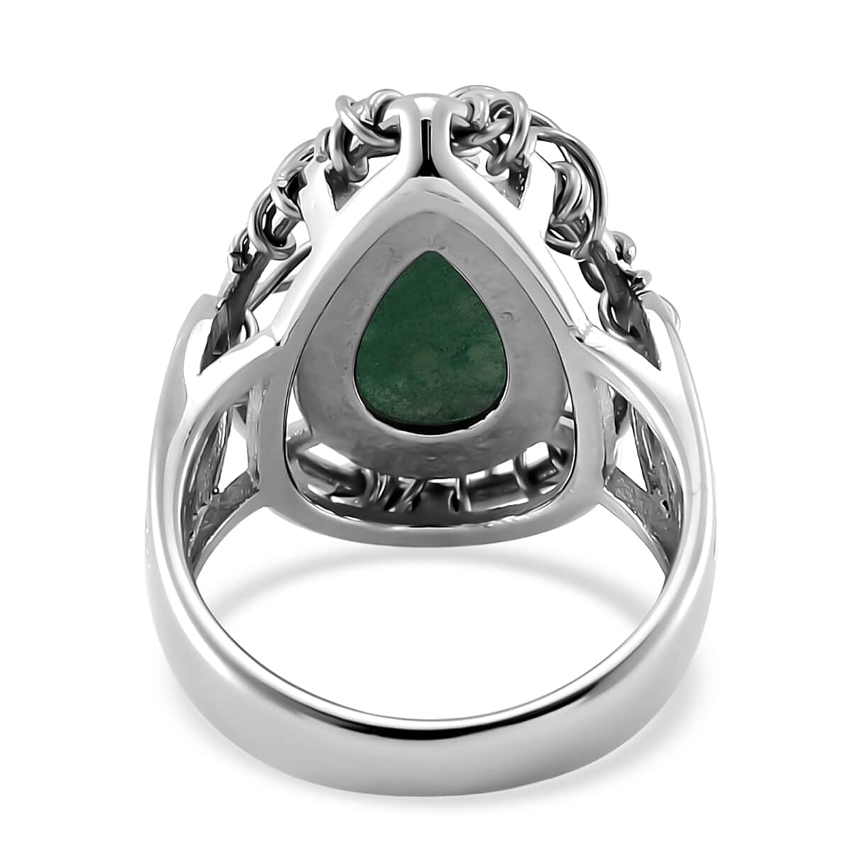 Green Aventurine 2.00 ctw Tree of Life Ring in Stainless Steel (Size 10.0) image number 4