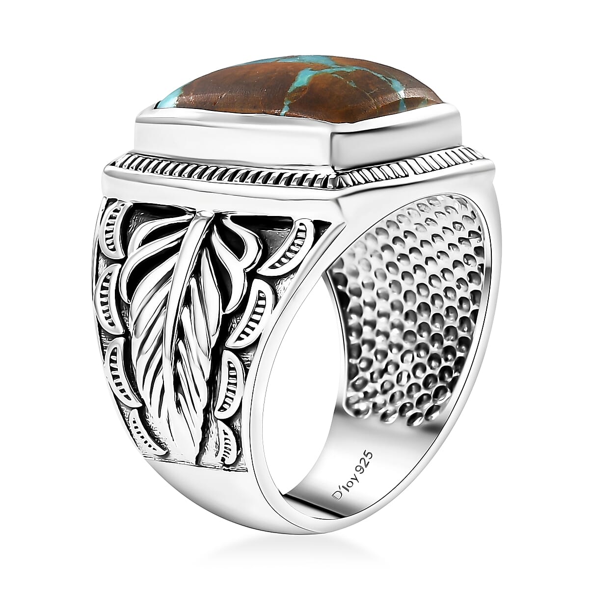 Artisan Crafted Royston Turquoise 11.50 ctw Solitaire Ring in Sterling Silver image number 3