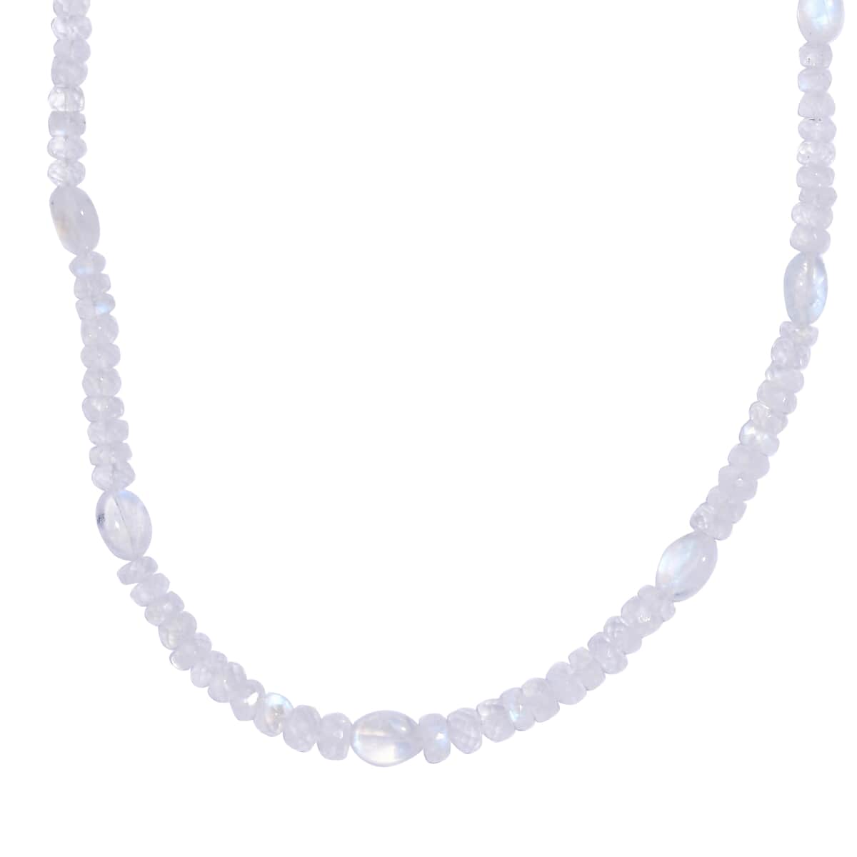 AAA Moon Glow Moonstone 100.00 ctw Beaded Moonlight Necklace in Rhodium Over Sterling Silver 18-20 Inches image number 0