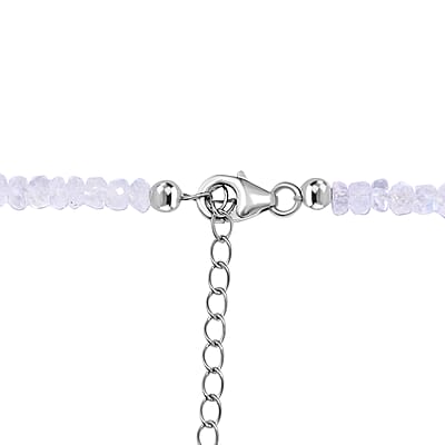 AAA Moon Glow Moonstone 100.00 ctw Beaded Moonlight Necklace in Rhodium Over Sterling Silver 18-20 Inches