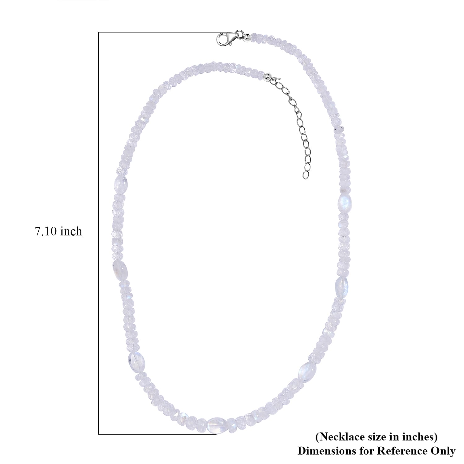 AAA Moon Glow Moonstone 100.00 ctw Beaded Moonlight Necklace in Rhodium Over Sterling Silver 18-20 Inches