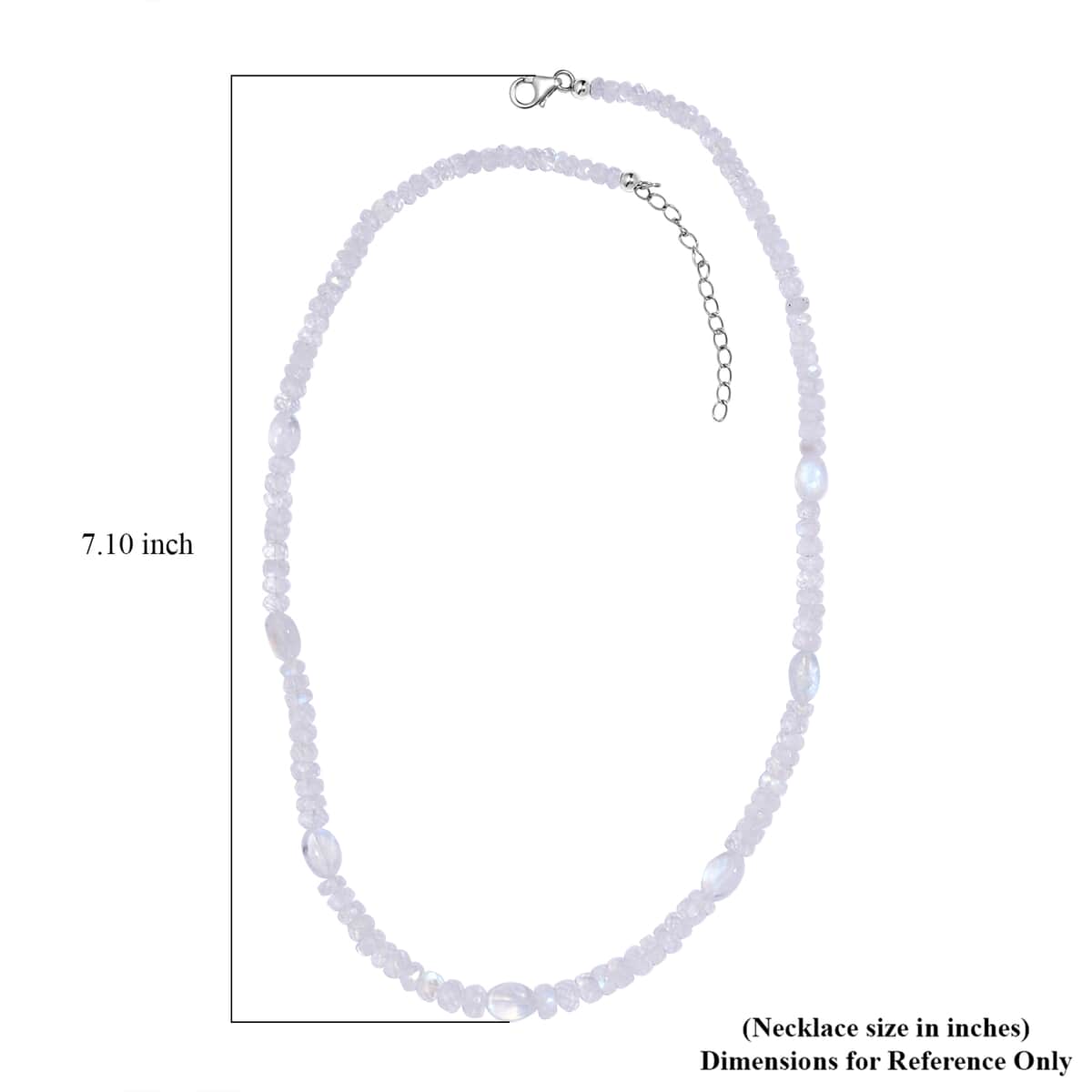 AAA Moon Glow Moonstone 100.00 ctw Beaded Moonlight Necklace in Rhodium Over Sterling Silver 18-20 Inches image number 5