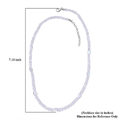 AAA Moon Glow Moonstone 100.00 ctw Beaded Moonlight Necklace in Rhodium Over Sterling Silver 18-20 Inches