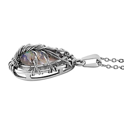 Abalone Shell Tree of Life Pendant Necklace in Stainless Steel 20-22 Inches