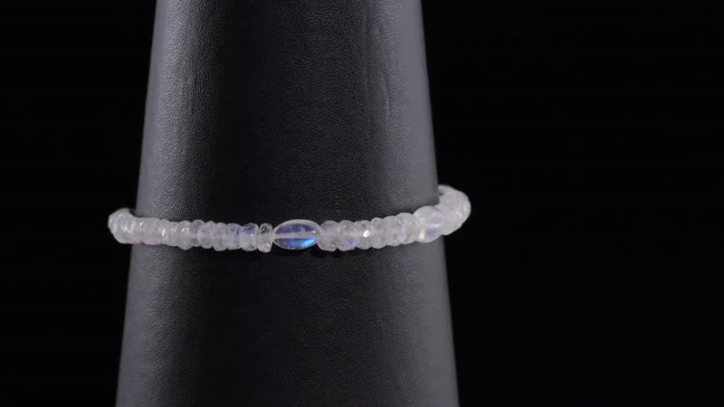 AAA Moon Glow Moonstone 37.00 ctw Beaded Moonlight Bracelet in Rhodium Over Sterling Silver (7.25-9.25In)