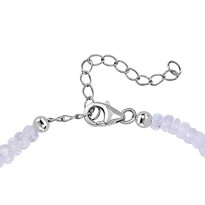 AAA Moon Glow Moonstone 37.00 ctw Beaded Moonlight Bracelet in Rhodium Over Sterling Silver (7.25-9.25In)