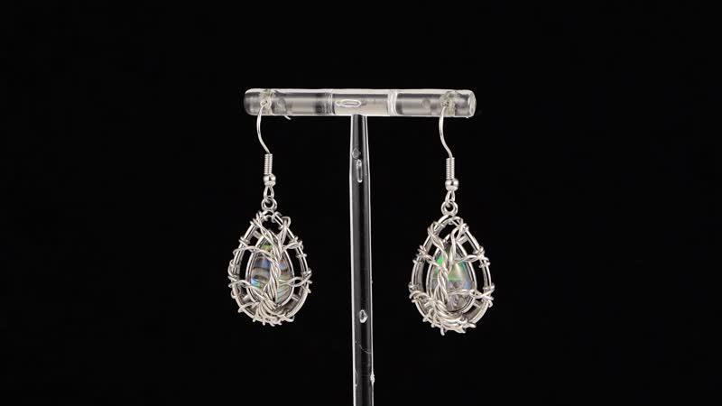 Abalone Shell Tree of Life Earrings in Stainless Steel