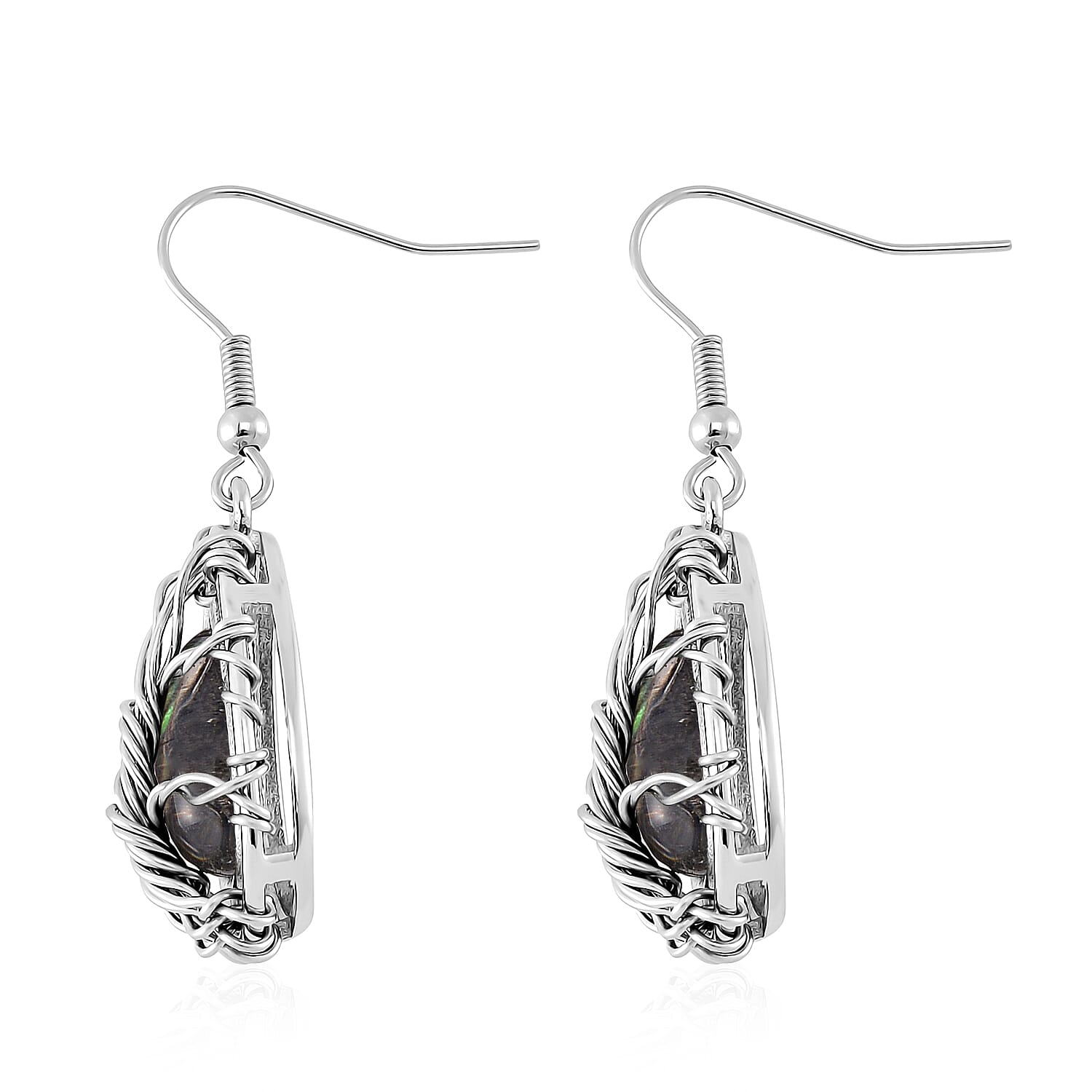 Abalone Shell Tree of Life Earrings in Stainless Steel