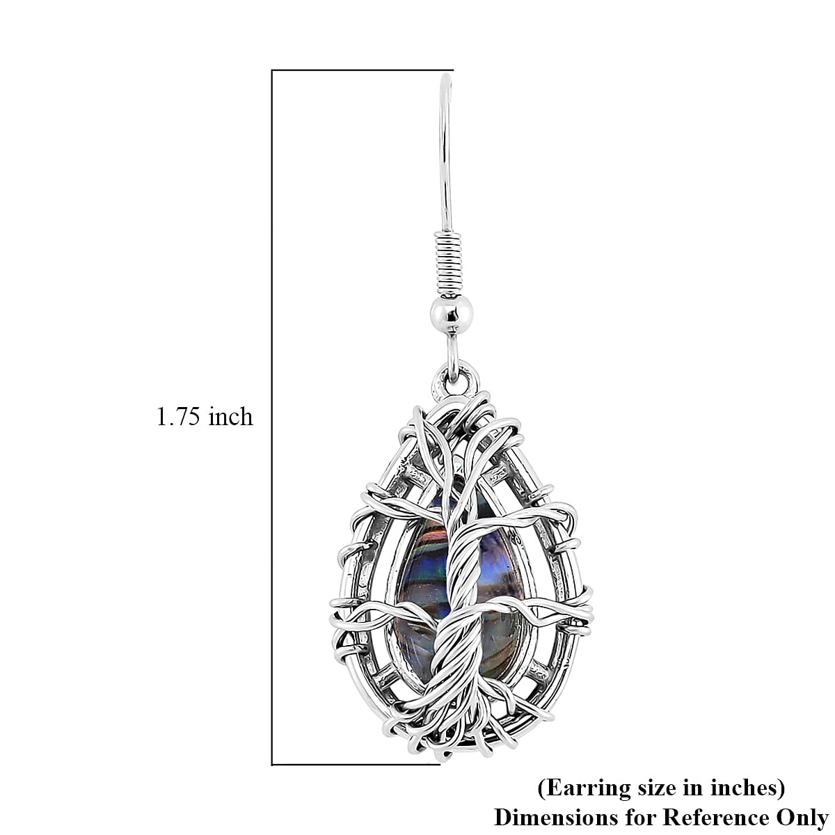 Abalone Shell Tree of Life Earrings in Stainless Steel