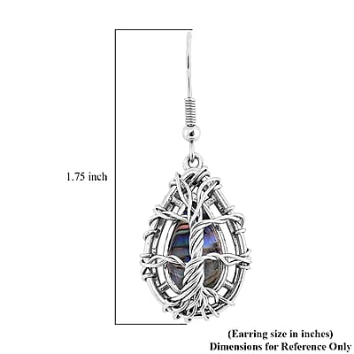 Abalone Shell Tree of Life Earrings in Stainless Steel