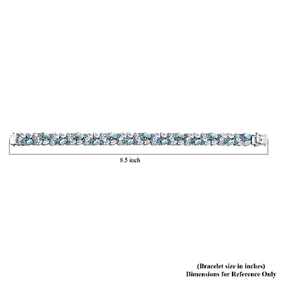 D'Joy Premium Larimar and Multi Gemstone 24.90 ctw River Rocks Carpet Bracelet in Rhodium Over Sterling Silver (8.00 In)