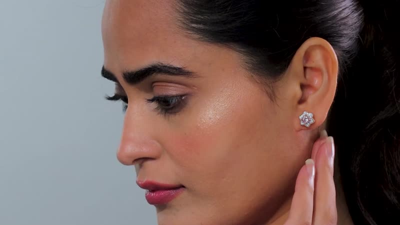 Pink Morganite and Moissanite 1.40 ctw Bloom Flower Earrings in 18K Vermeil Rose Gold Over Sterling Silver