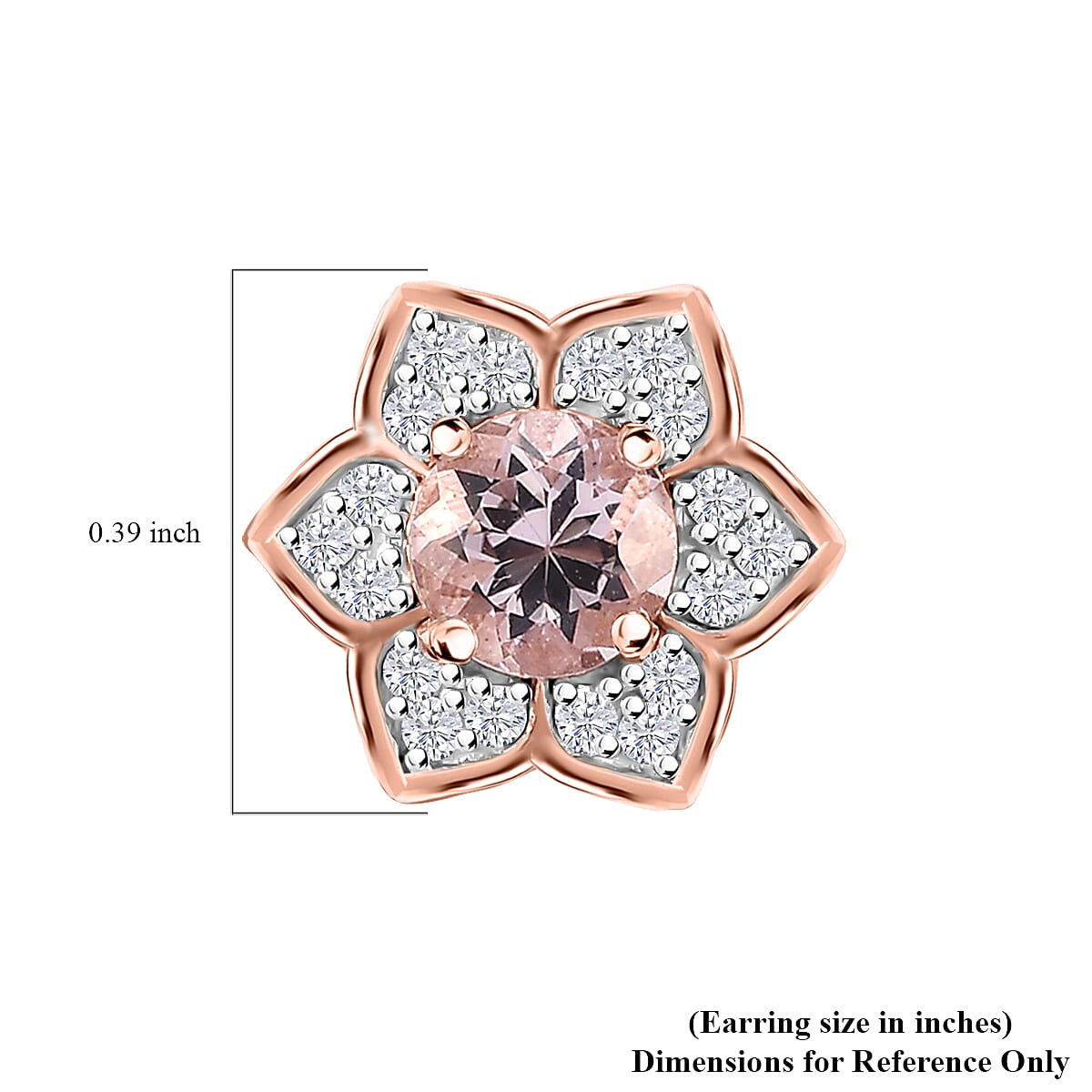 Pink Morganite and Moissanite 1.40 ctw Bloom Flower Earrings in 18K Vermeil Rose Gold Over Sterling Silver