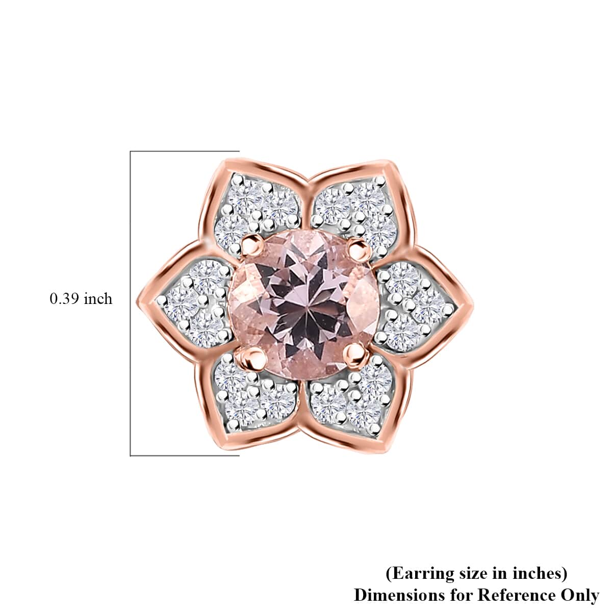 Pink Morganite and Moissanite 1.40 ctw Bloom Flower Earrings in 18K Vermeil Rose Gold Over Sterling Silver image number 5