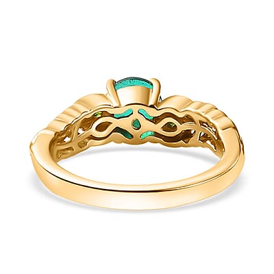 Peacock Quartz (Triplet) and Chrome Diopside 1.10 ctw Ring in 18K Vermeil Yellow Gold Over Sterling Silver (Size 11.5)