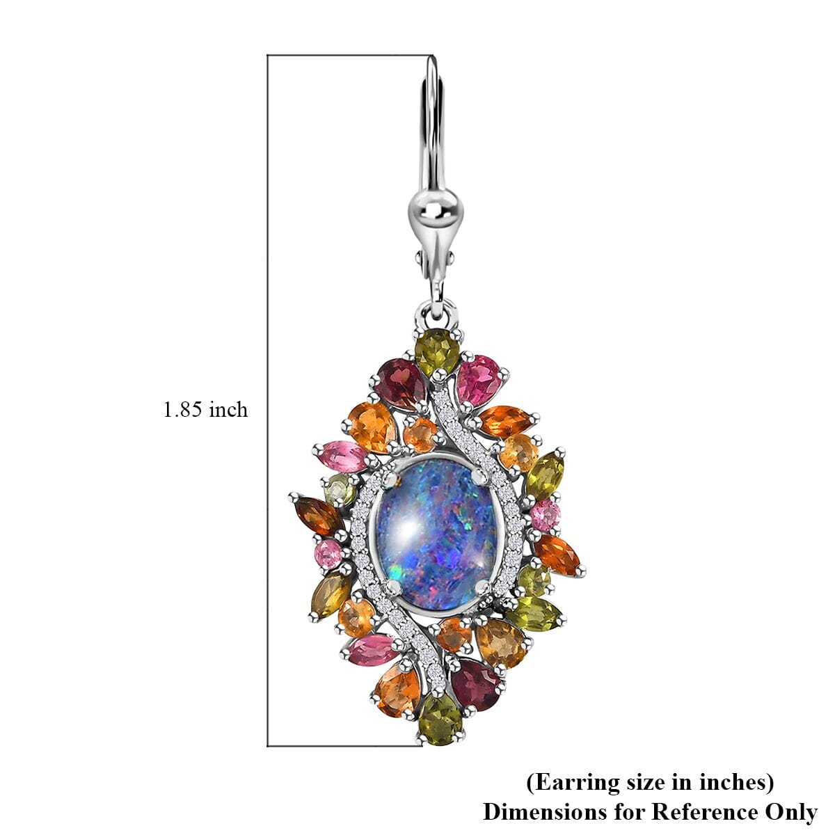 Boulder Opal Triplet and Multi Gemstone 8.50 ctw Lever Back Earrings in Rhodium Over Sterling Silver image number 4