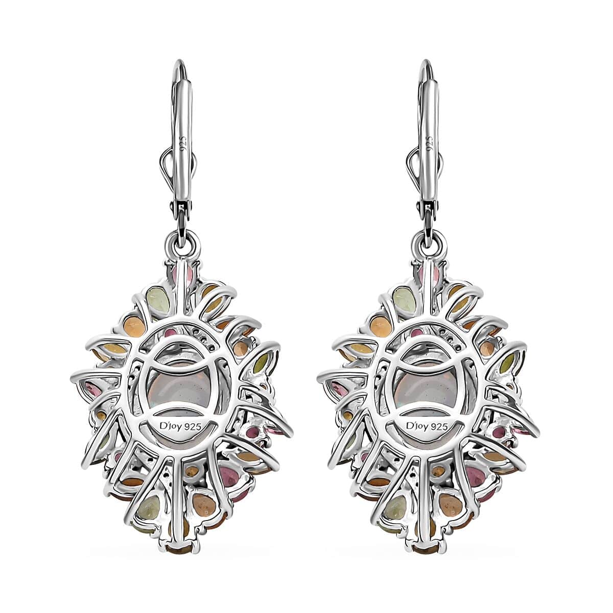 Premium Ethiopian Welo Opal and Multi Gemstone 6.10 ctw Floral Earrings in Rhodium Over Sterling Silver image number 5