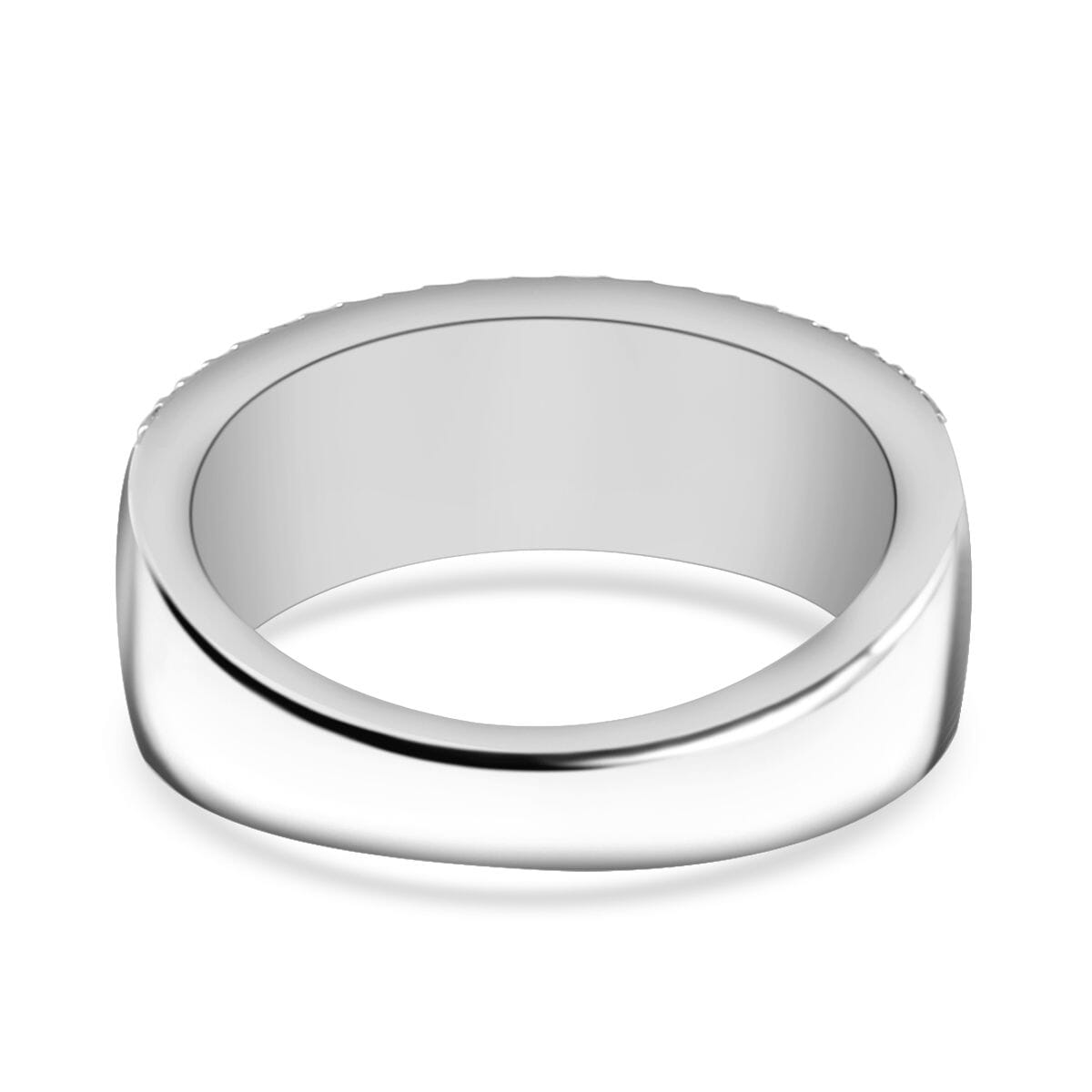Simulated White and Ruby Color Diamond Ring in Rhodium Over Sterling Silver (Size 5.0) image number 4