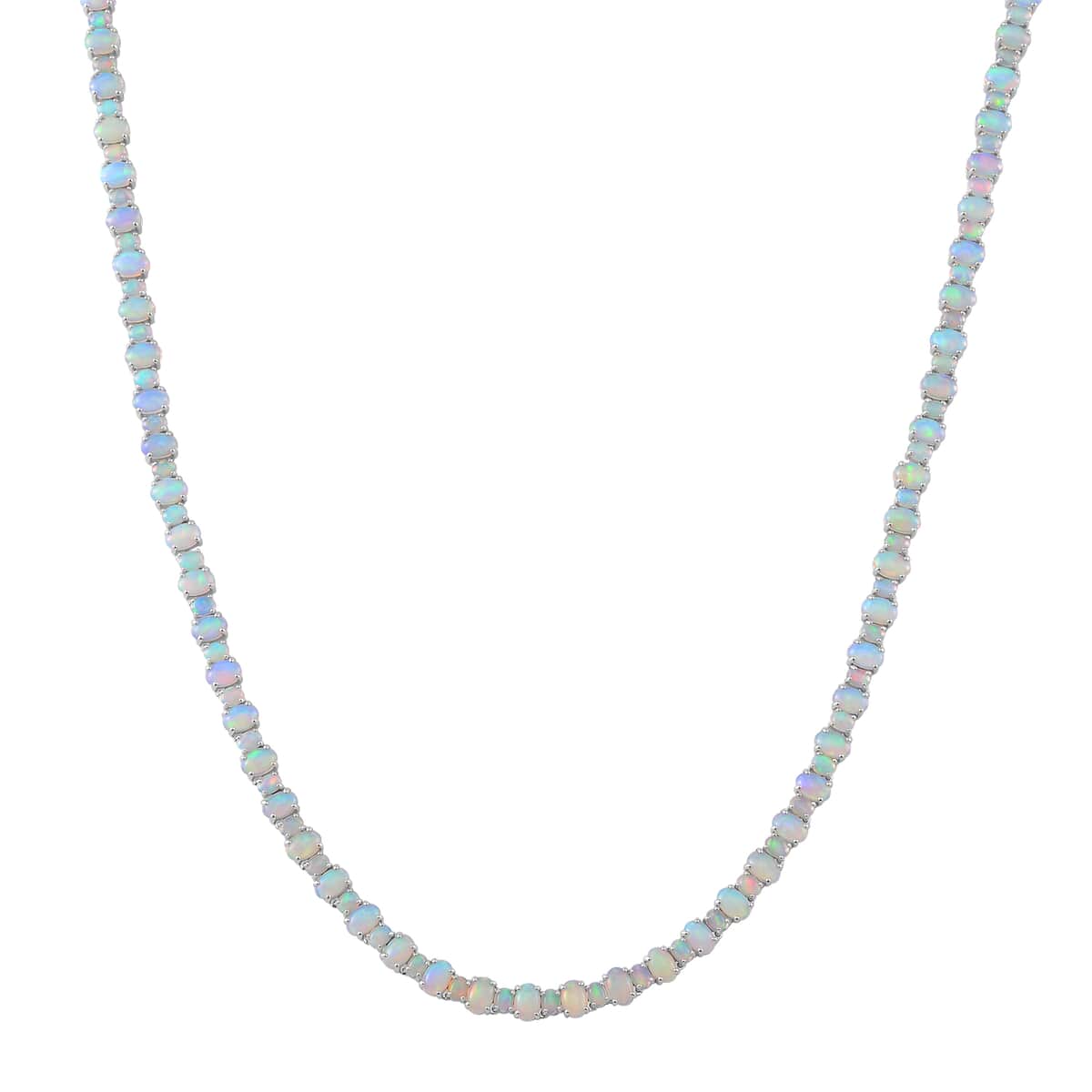 Ethiopian Welo Opal 23.65 ctw Tennis Necklace 18 Inches in Rhodium Over Sterling Silver image number 0