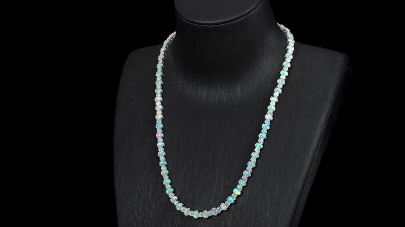 Epic Deal Ethiopian Welo Opal Tennis Necklace (18 Inches) in Rhodium Over Sterling Silver 23.65 ctw