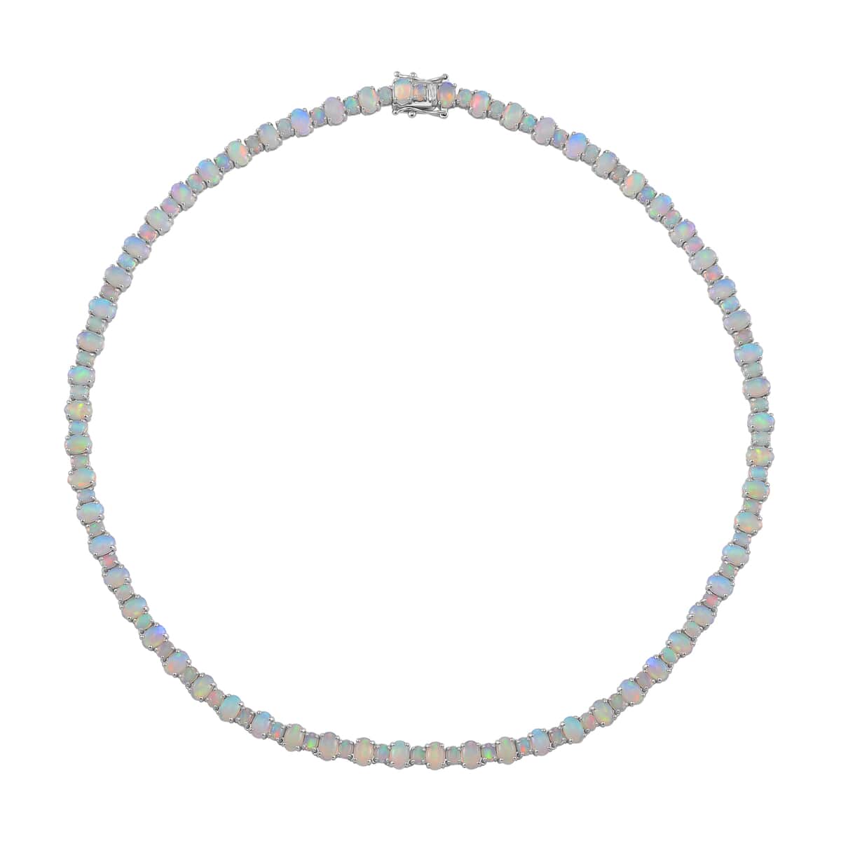 Ethiopian Welo Opal 23.65 ctw Tennis Necklace 18 Inches in Rhodium Over Sterling Silver image number 2