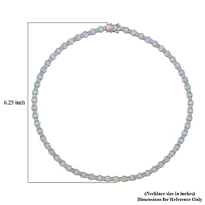 Ethiopian Welo Opal 23.65 ctw Tennis Necklace 18 Inches in Rhodium Over Sterling Silver