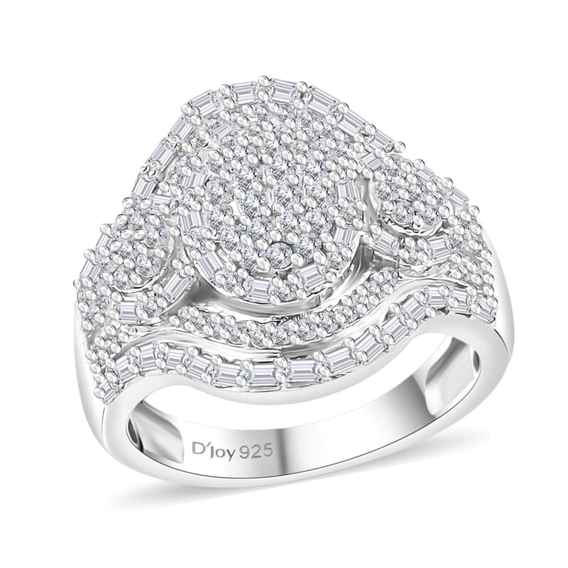 D'Joy Diamond 1.00 ctw Eclipse Majesty Ring in Rhodium Over Sterling Silver (Size 10.0)