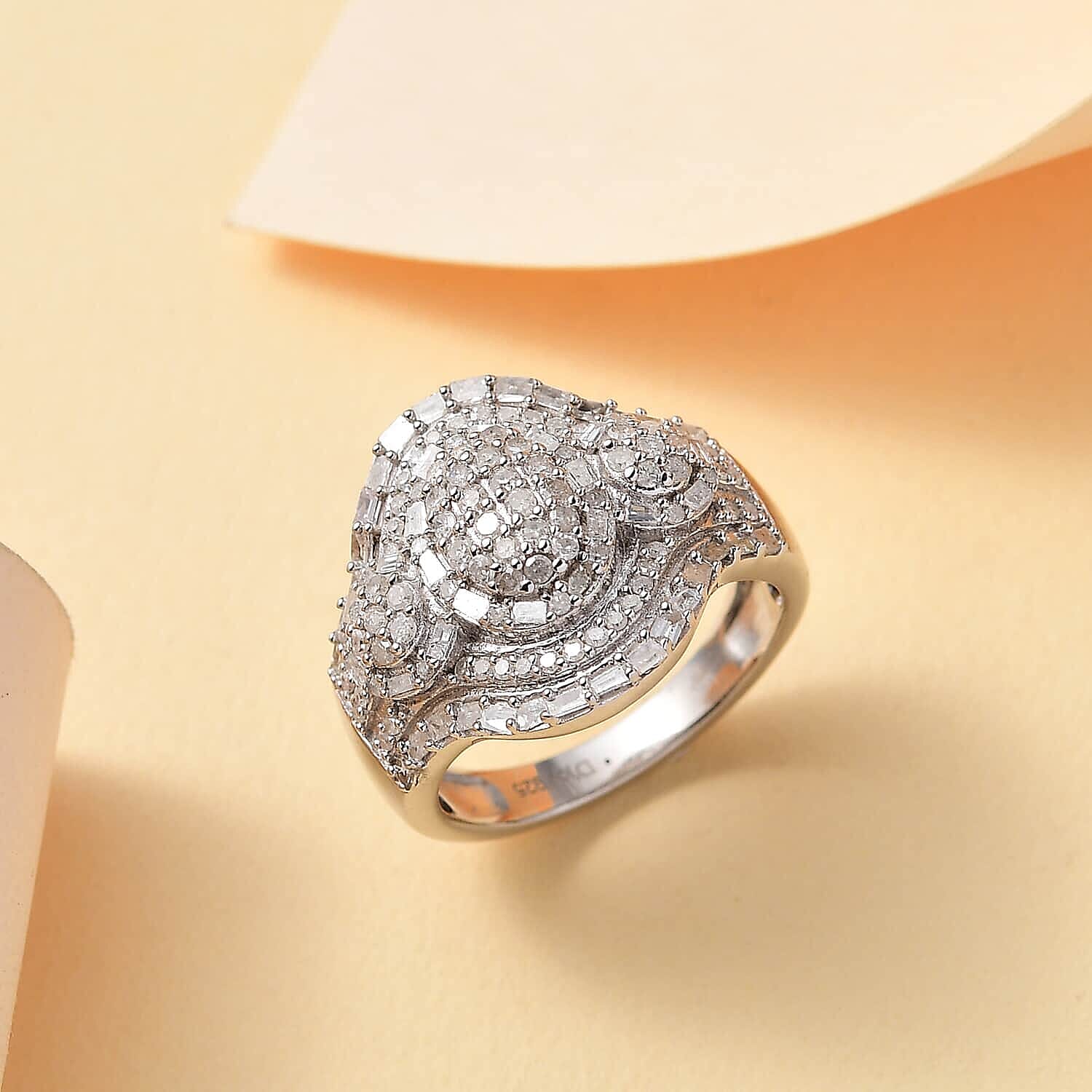 D'Joy Diamond 1.00 ctw Eclipse Majesty Ring in Rhodium Over Sterling Silver (Size 10.0)