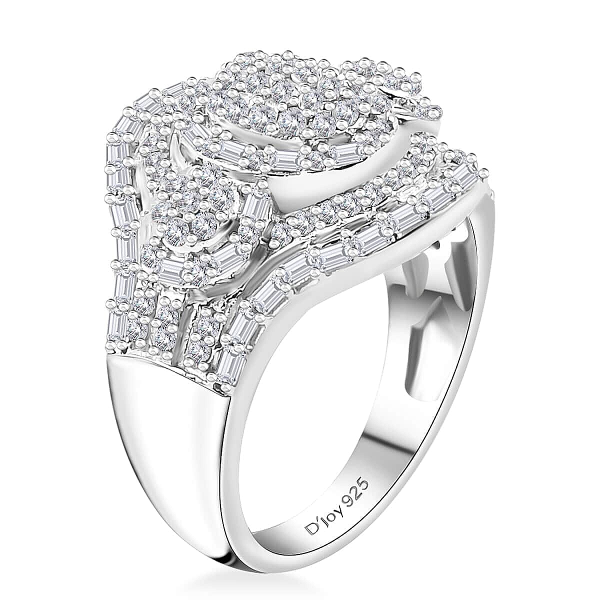 D'Joy Diamond 1.00 ctw Eclipse Majesty Ring in Rhodium Over Sterling Silver (Size 10.0)