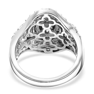 D'Joy Diamond 1.00 ctw Eclipse Majesty Ring in Rhodium Over Sterling Silver (Size 10.0)