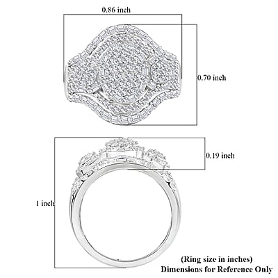 D'Joy Diamond 1.00 ctw Eclipse Majesty Ring in Rhodium Over Sterling Silver (Size 10.0)