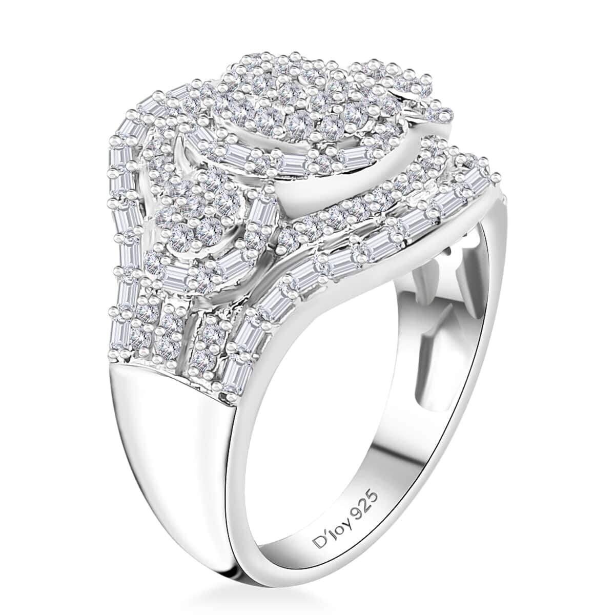 Diamond 1.00 ctw Eclipse Majesty Ring in Rhodium Over Sterling Silver (Size 9.0) image number 3